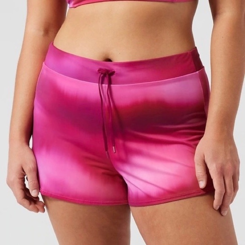NWT Athleta Wavebreak Swim Shorts Small Petite Pink Ombre Drawstring